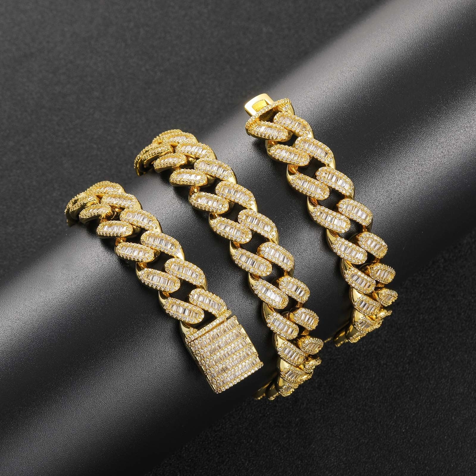 15mm Moissanite T Square Ice Out Diamond Cuban Chain