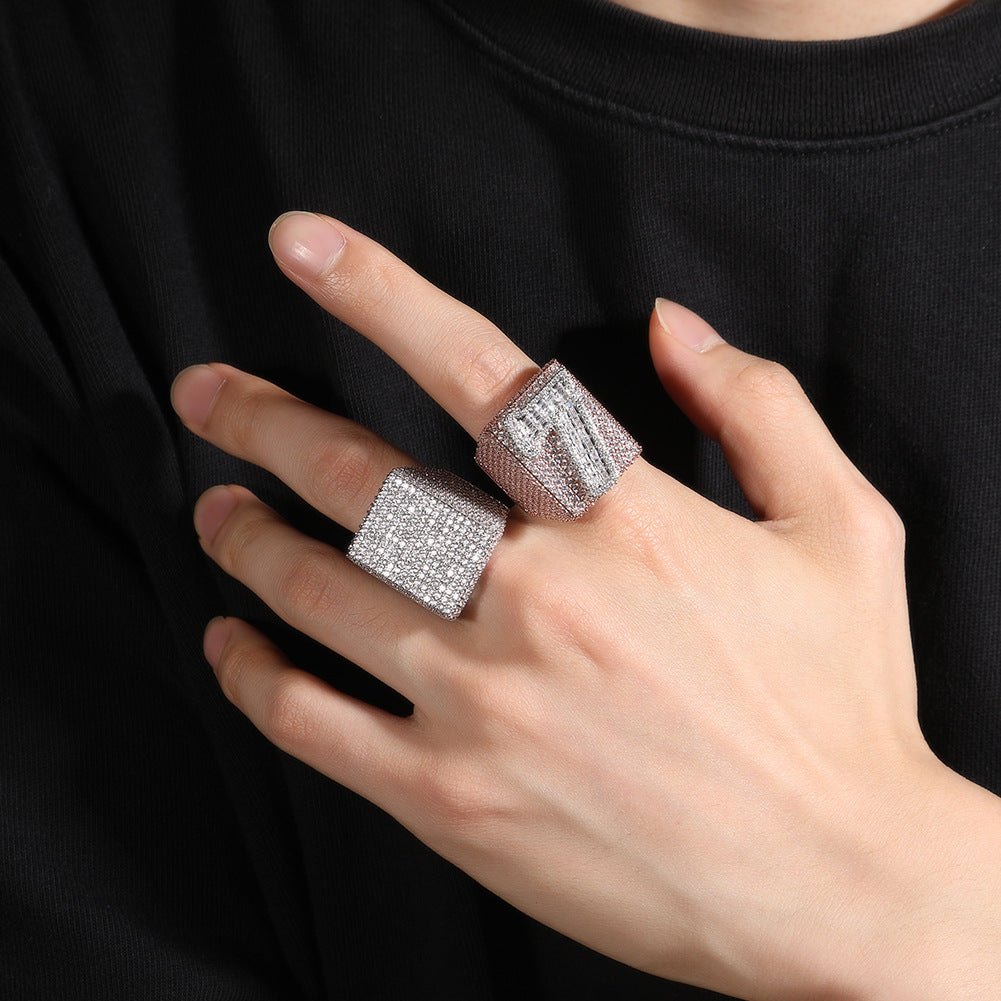 Two Tone Alphabet Digit Moissanite Custom Ring