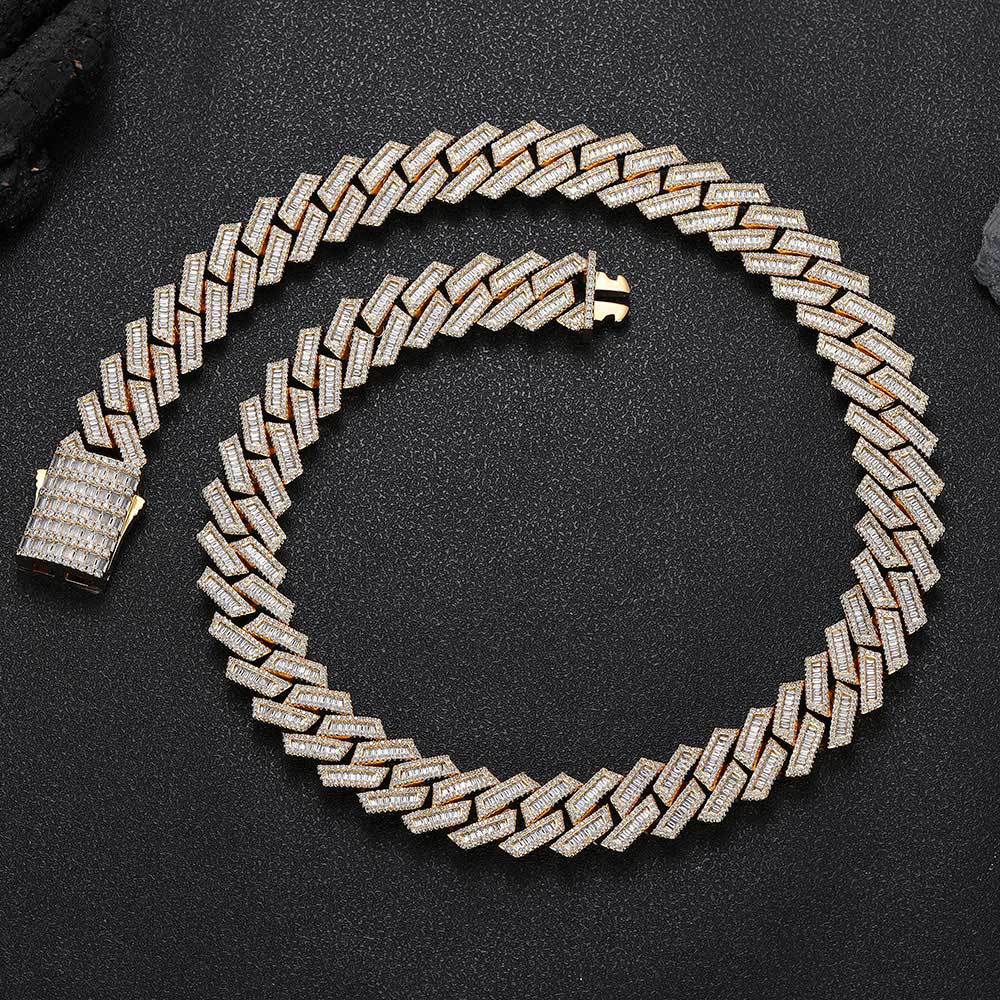 18mm Miami Baguette Chain In White Gold