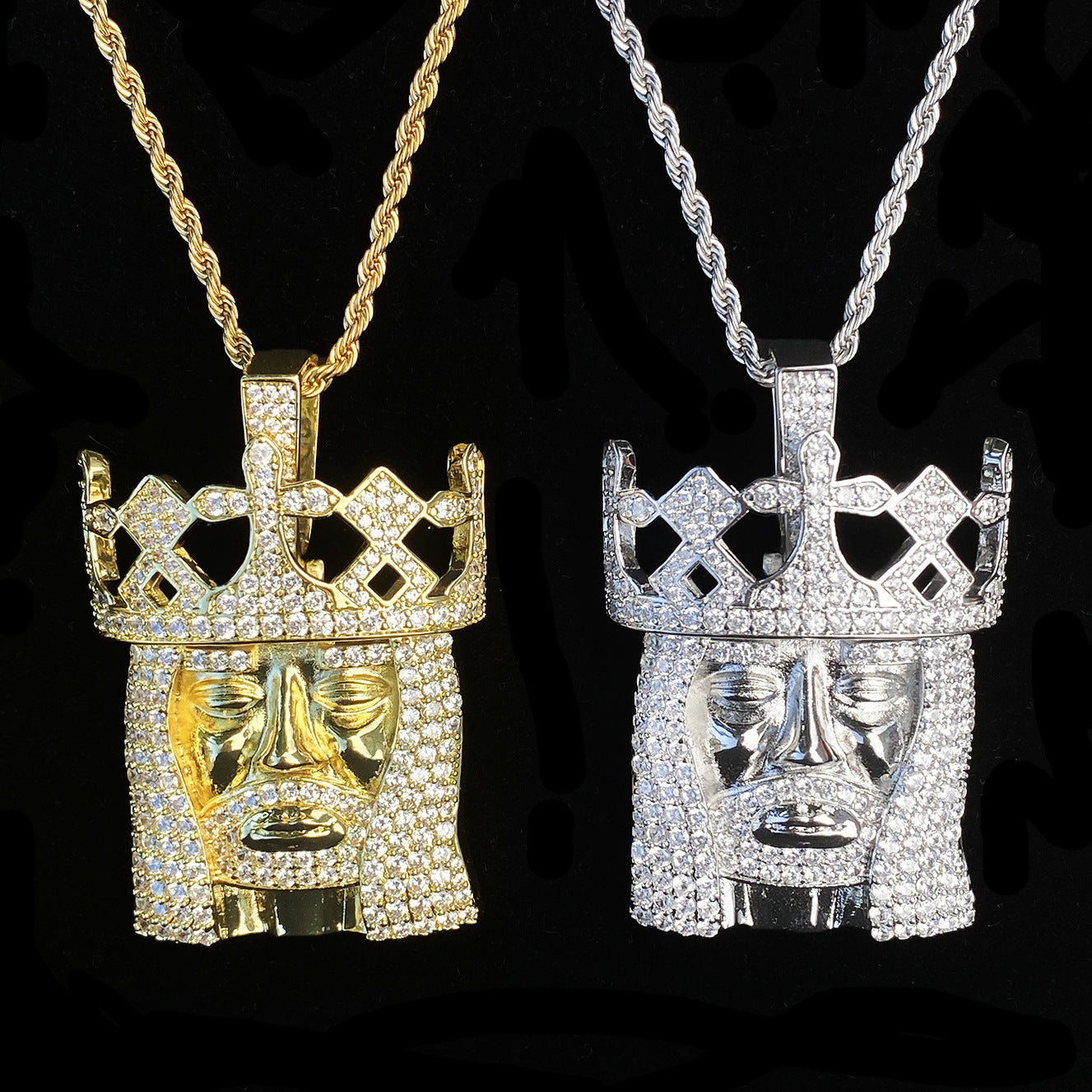 Moissanite Crown Jesus Pendant
