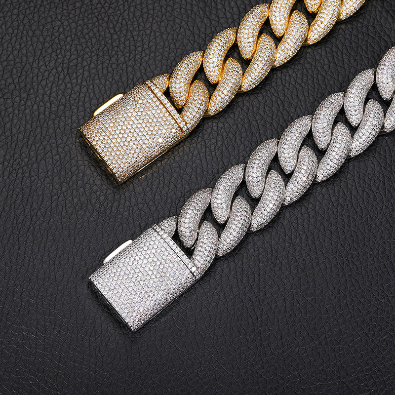 20mm Moissanite Pave 5-row Diamond Cuban Chain