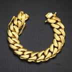14/16/18/20mm Width 14K Gold Plated Glossy Large Cuban Chain