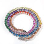 Hip Hop Trend Colored Zircon Tennis Chain