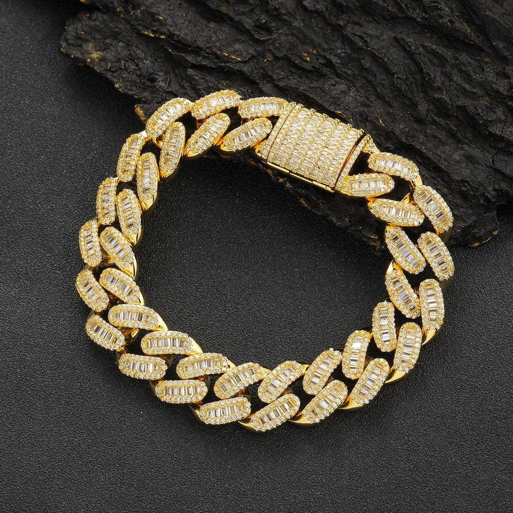 15mm T Square Ice Out Diamond Cuban Bracelet