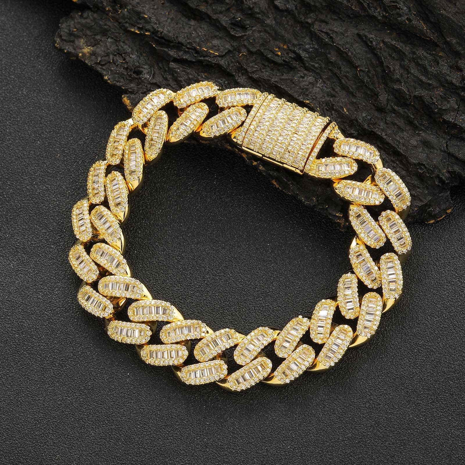 15mm T Square Ice Out Diamond Cuban Bracelet