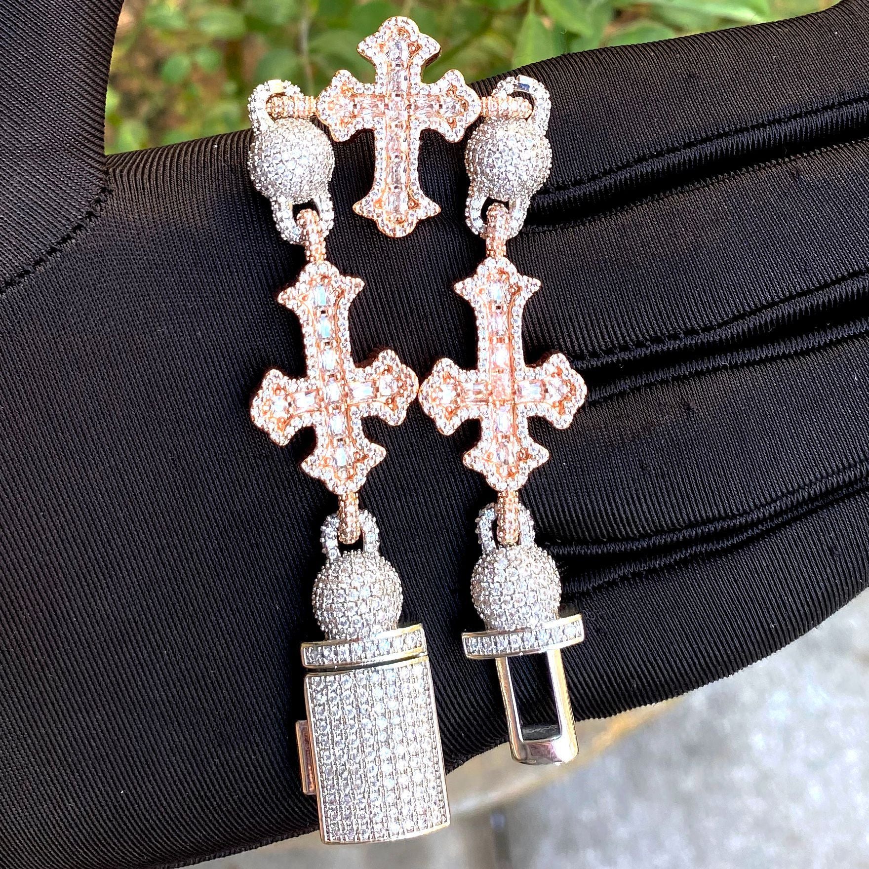 Hip-Hop Cross Bracelet with Moissanite Beads