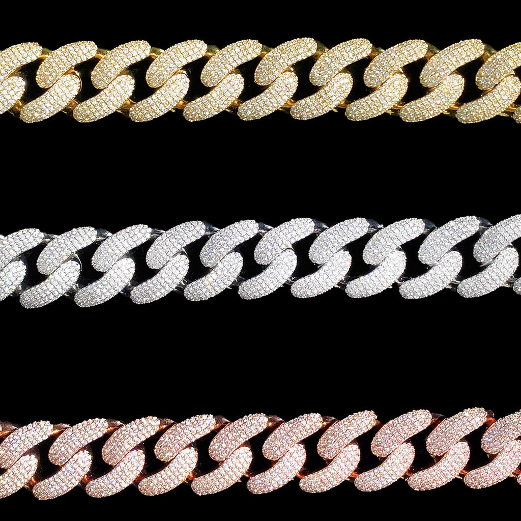 Moissanite Crescent Cuban Link Bracelet