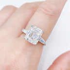 Emerald Cut Engagement Ring 4 CT Moissanite S925 Ring