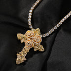 Hip Hop Rose Cross Pendant Jewelry for Men & Women