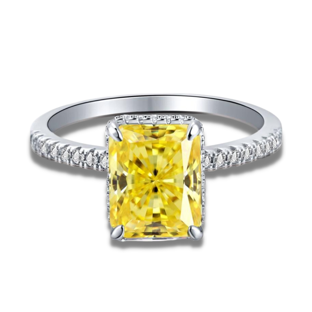 S925 Advanced Ice Flower Cut Colorful Gem Ring