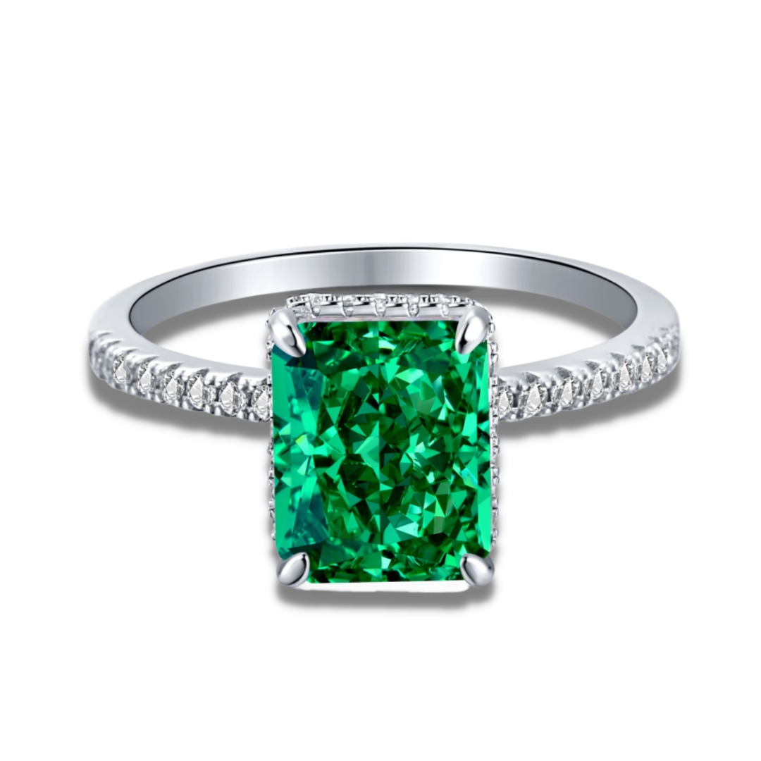 S925 Advanced Ice Flower Cut Colorful Gem Ring