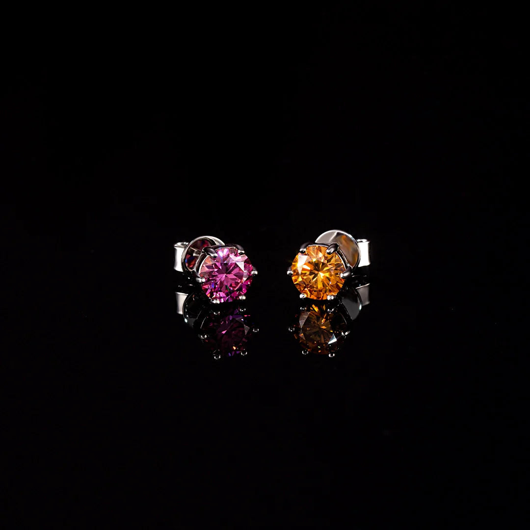 S925 & VVS Moissanite Certified Yellow Stud Earrings (Total 2 Carats )