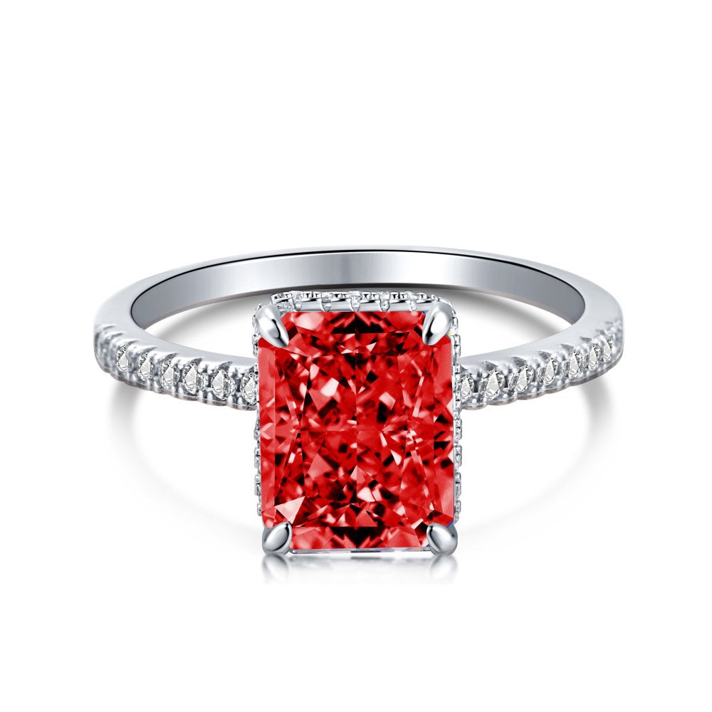 S925 Advanced Ice Flower Cut Colorful Gem Ring
