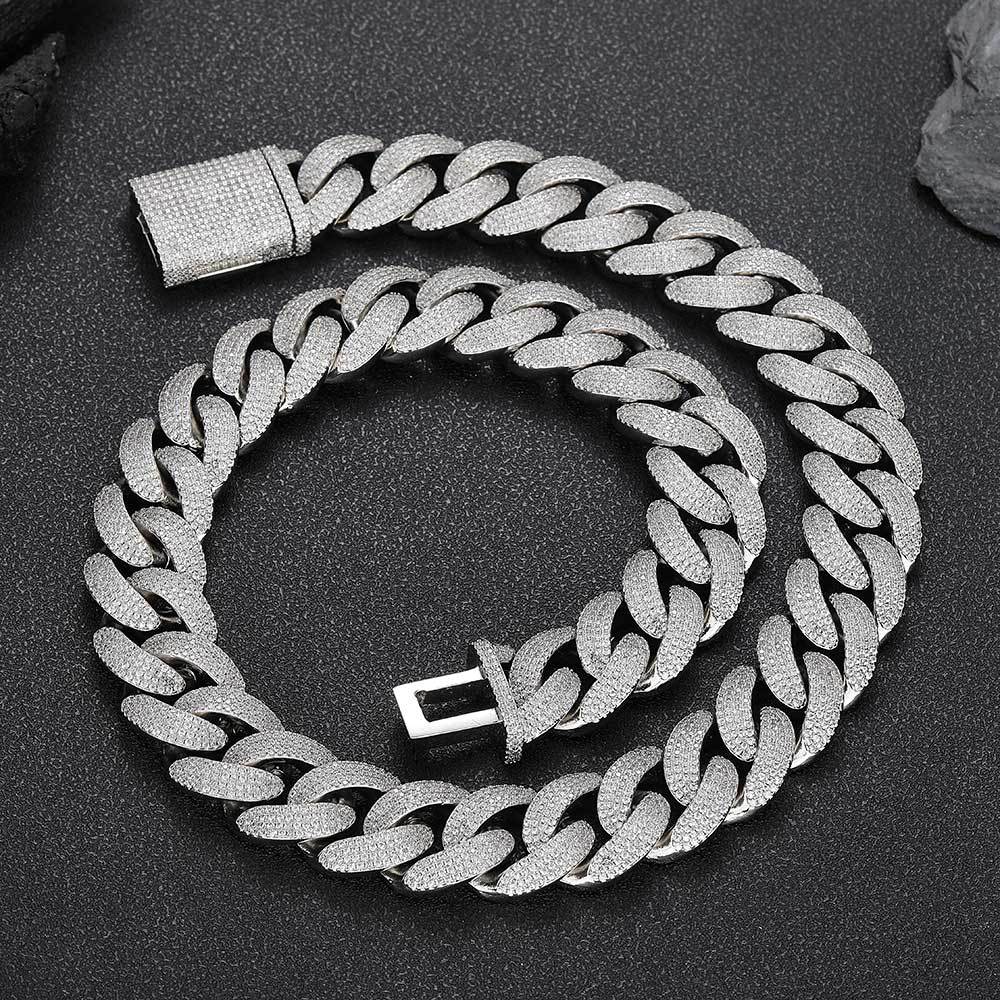 20mm S925 Moissanite Paisley Cuban Chain