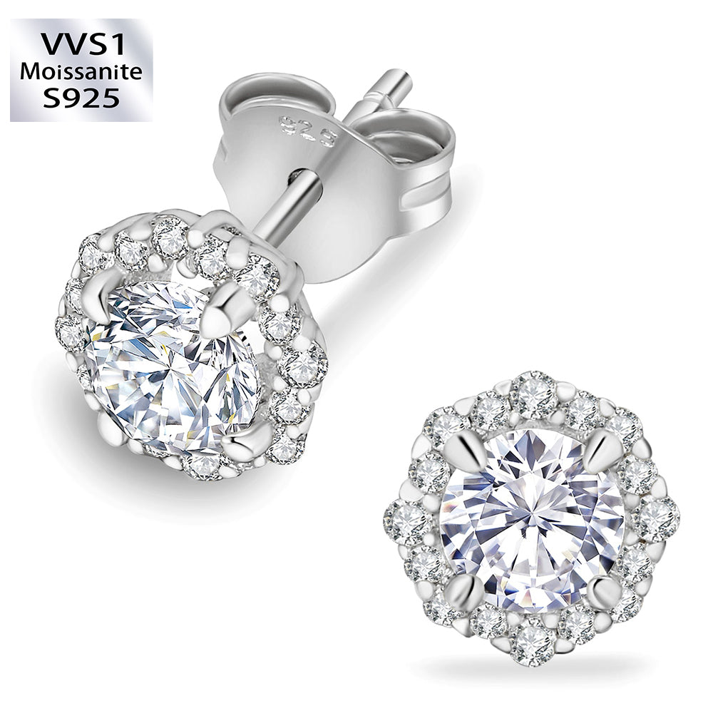 0.5 Carats *2 VVS1 Round Flower Moissanite Earrings