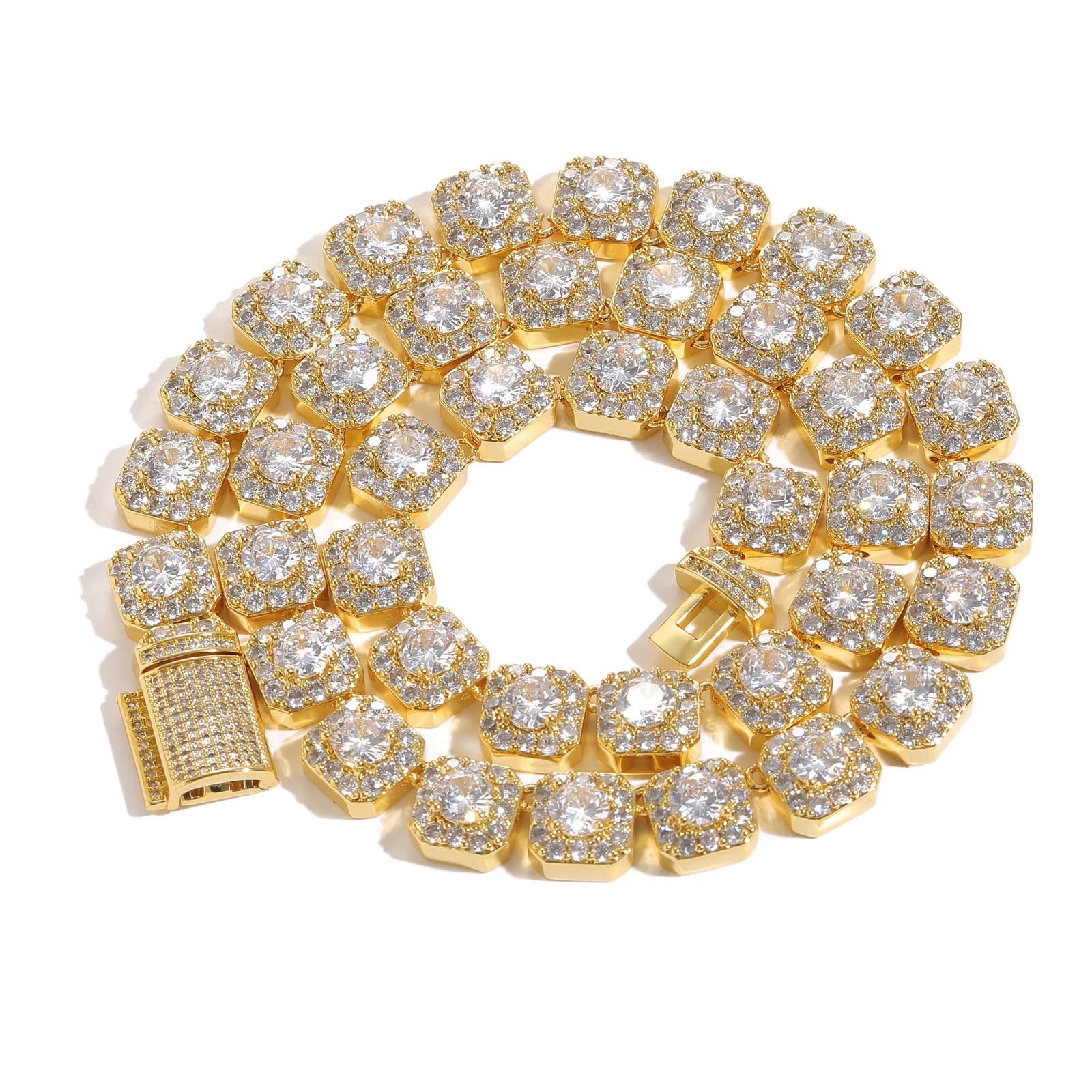 10mm Moissanite Clustered Tennis Chain in White Gold
