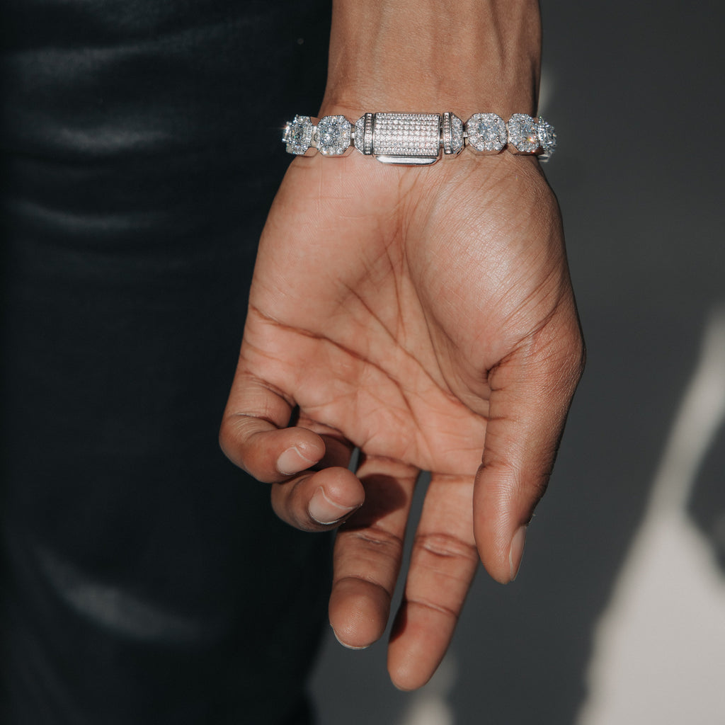 Clustered Tennis Moissanite Bracelet For Men