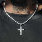 Moissanite Diamond Cross Pendant In White Gold