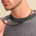 4mm/5mm  Black Moissanite Stones Tennis Chain in Black Gold