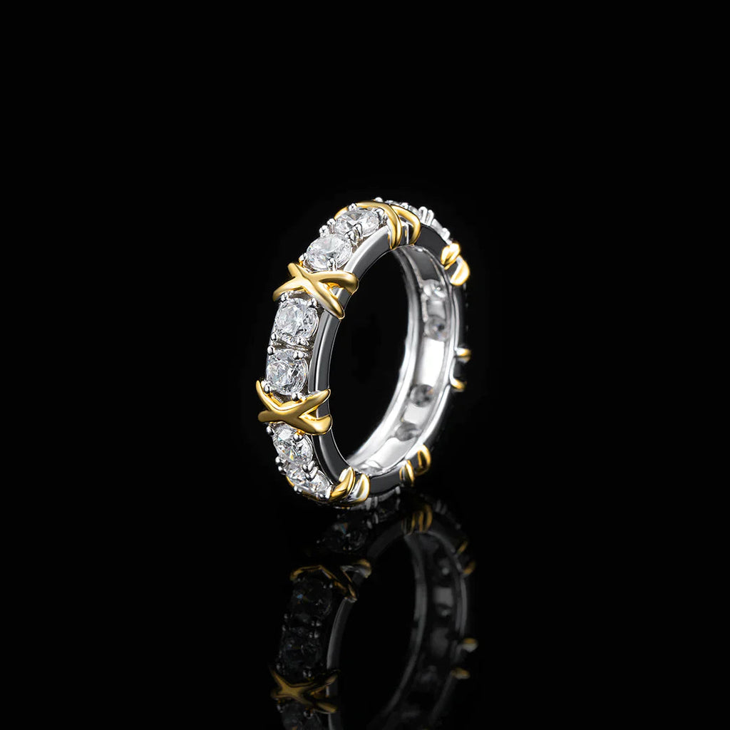 S925 Two Tone Crossover Moissanite Ring