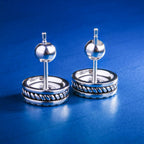 S925 Round Black Onyx Moissanite Stud Earrings for Men