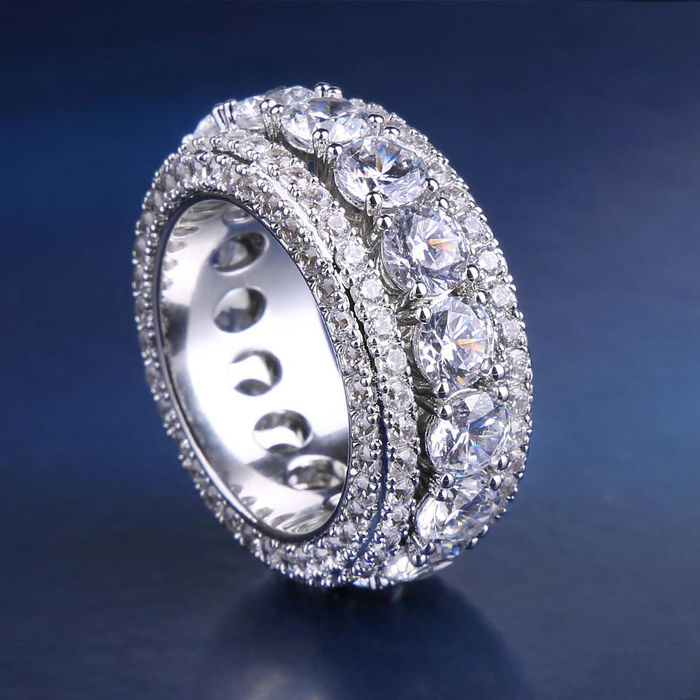 Iced Ring and Onyx Earrings Set White Gold Plated