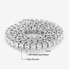 5mm Women Tennis Chain Set in White Gold