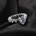 Moissaniye Heart Cut Love Ring in White Gold Set