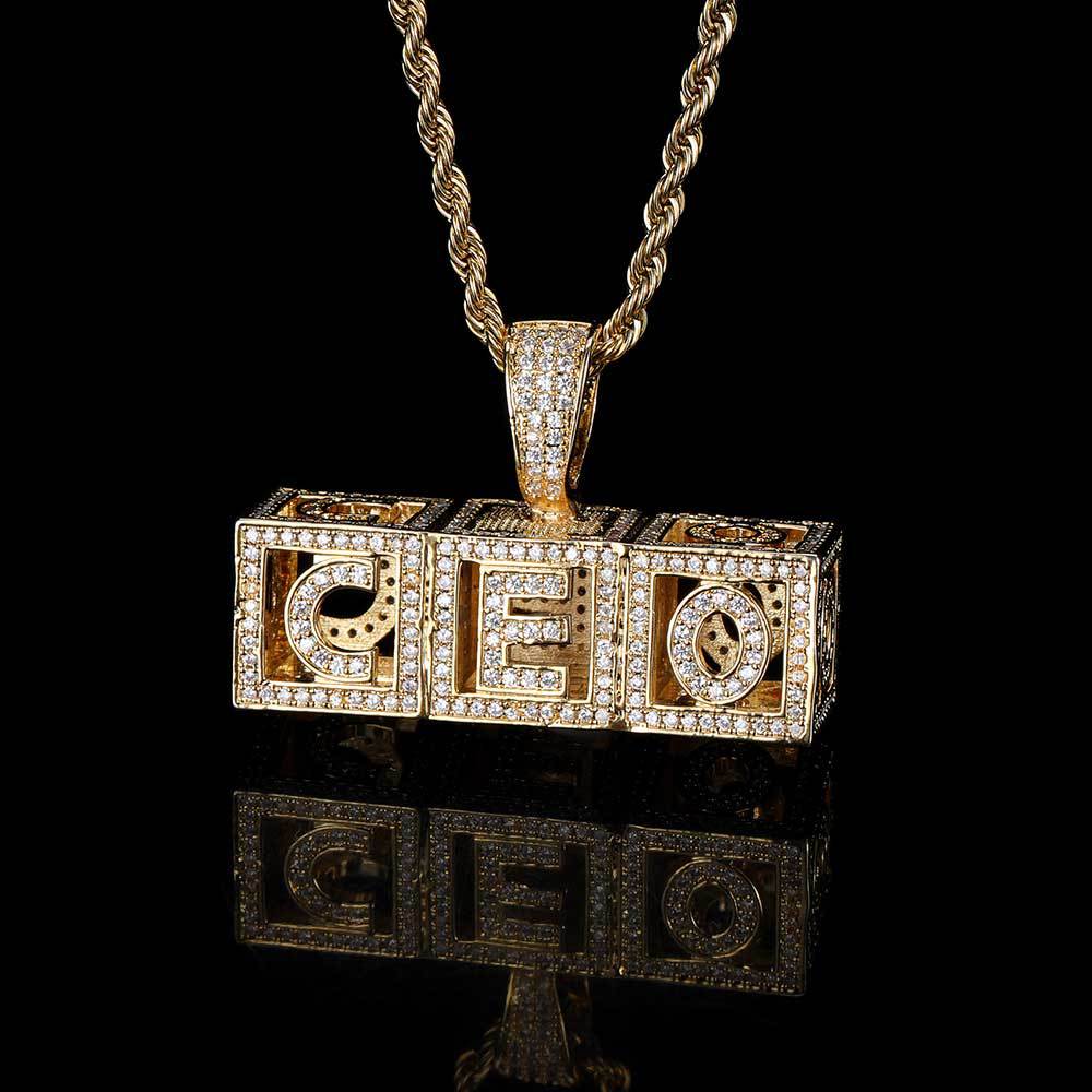 Custom Baby Block Hollow Letters Moissanite Pendant