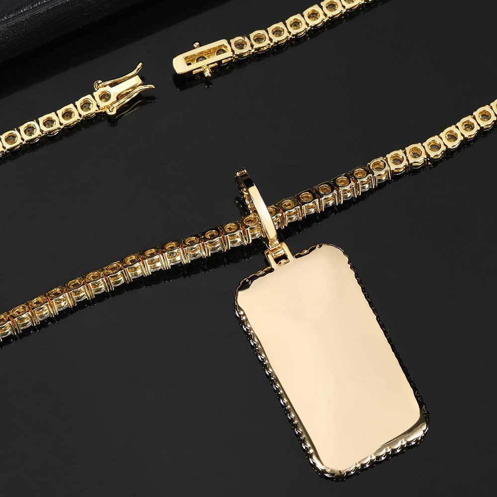 Custom Rectangle Photo Moissanite Pendant