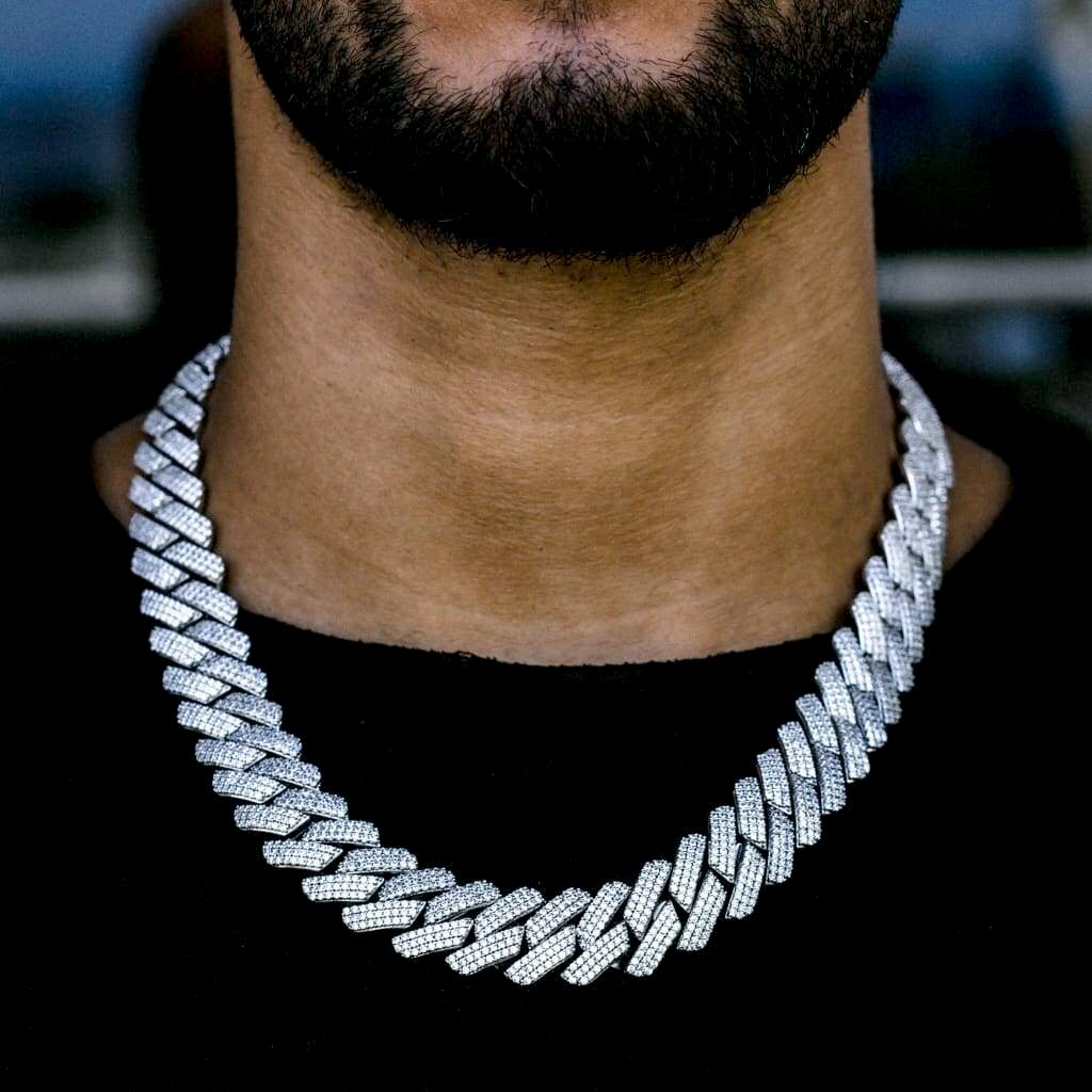 20mm Ice Out Miami Moissanite Diamond Chain In White Gold