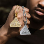 Iced Baguette Cut Egyptian Pyramid Eye of Horus Moissanite Pendant