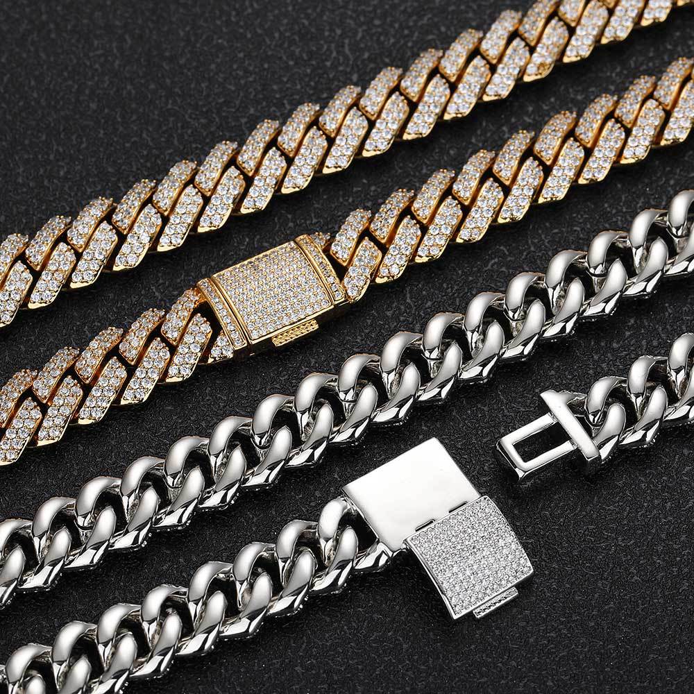 10MM Moissanite Diamond Prong Cuban Chain