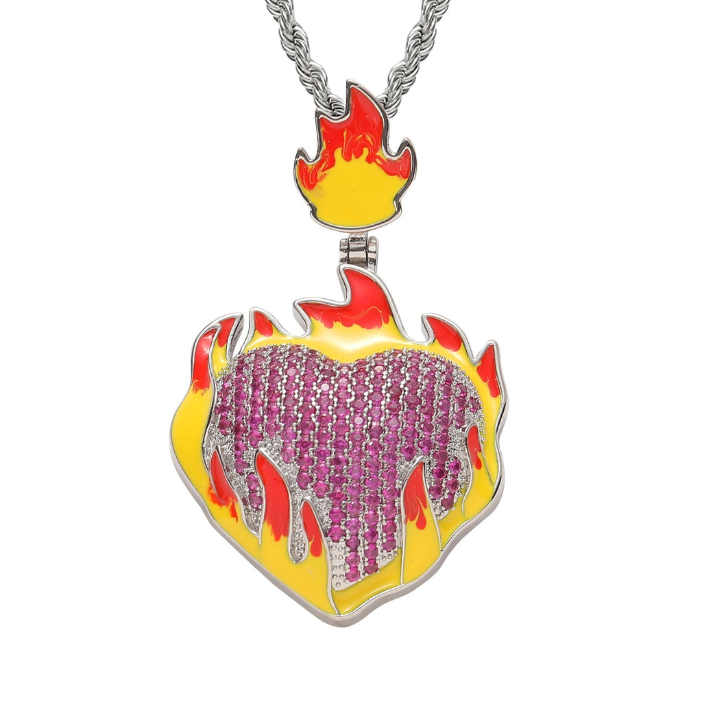 Glow in Dark Frozen Heart Moissanite Pendant