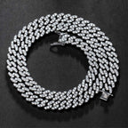 Iced 8mm Moissanite Cuban Link Chain Set in White Gold