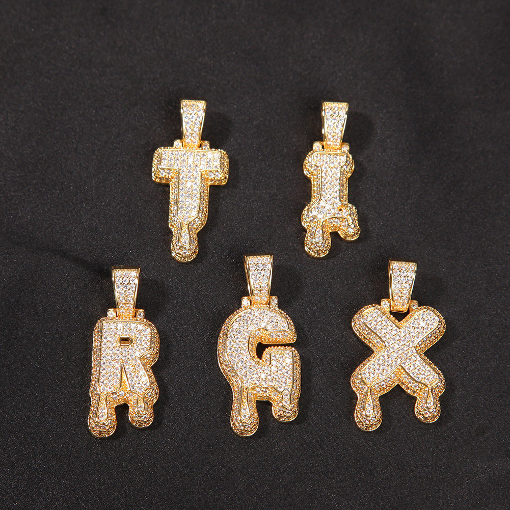 Custom Iced Drip Letters Name Moissanite Pendant