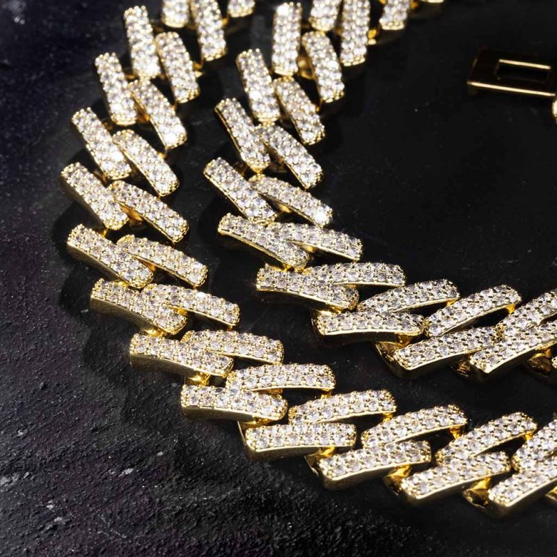 Women's Iced 14mm Miami Cuban Chain with Box Clasp in Gold