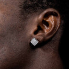Iced Square Shape Stud Moissanite Earring