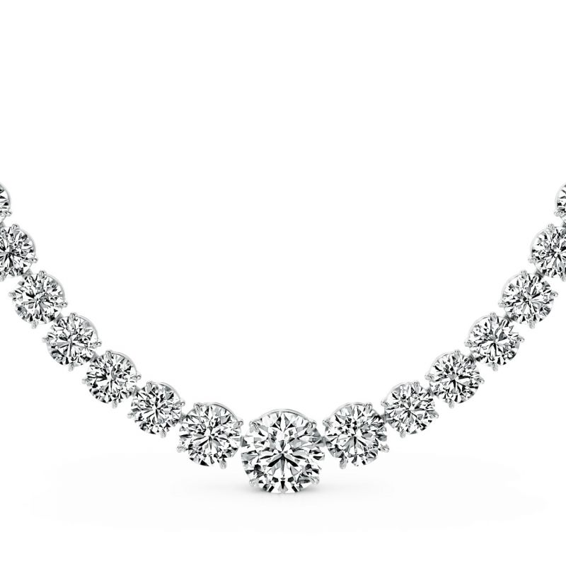 Women's Luxury Round Cut Necklace in White Gold