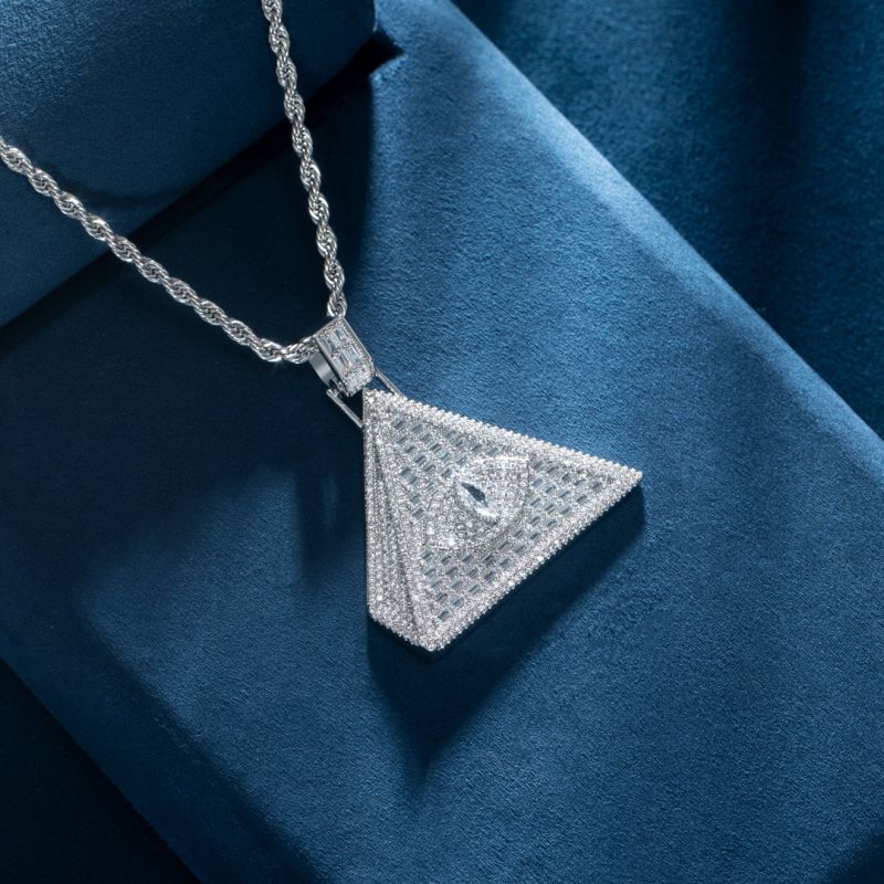 Iced Baguette Cut Egyptian Pyramid Eye of Horus Moissanite Pendant