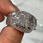 5.8 CT Moissanite Round& Emerald Cut Ring