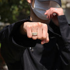 Moissanite Iced Rotatable Cuban Ring in White Gold