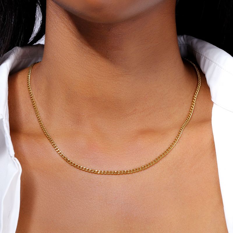 Women's 3mm Cuban Chain in Gold