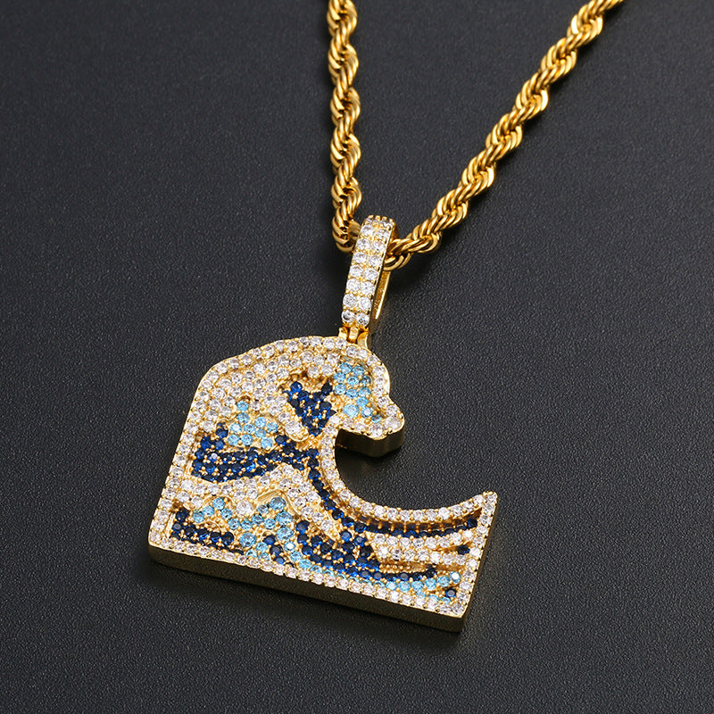 Colorful Gem Sea Wave Moissanite Pendant