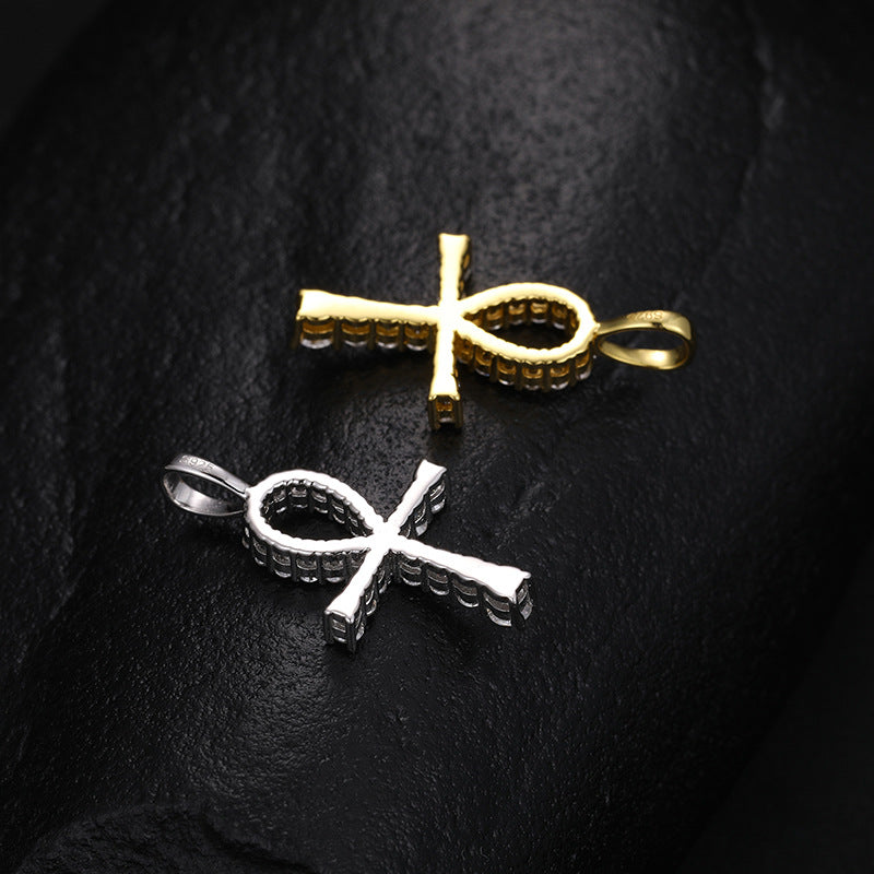 S925 Moissanite Ankh Cross Necklace