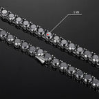 4mm Black Tennis Chain - 925 Silver Plated