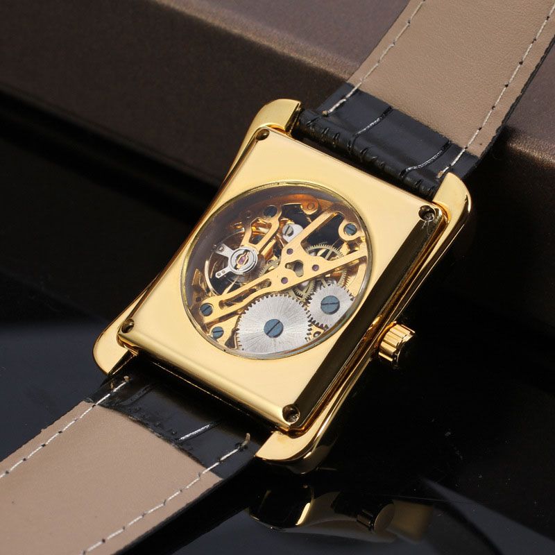 Skeleton Tonneau Mechanical Watch - Hand-Wind Movement