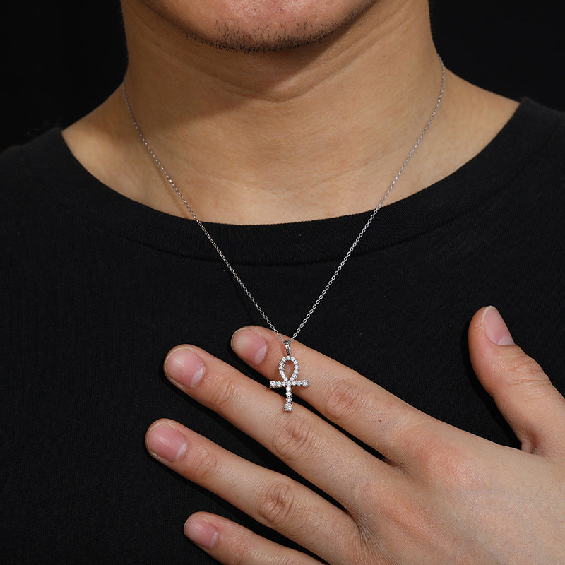 S925 Moissanite Ankh Cross Necklace