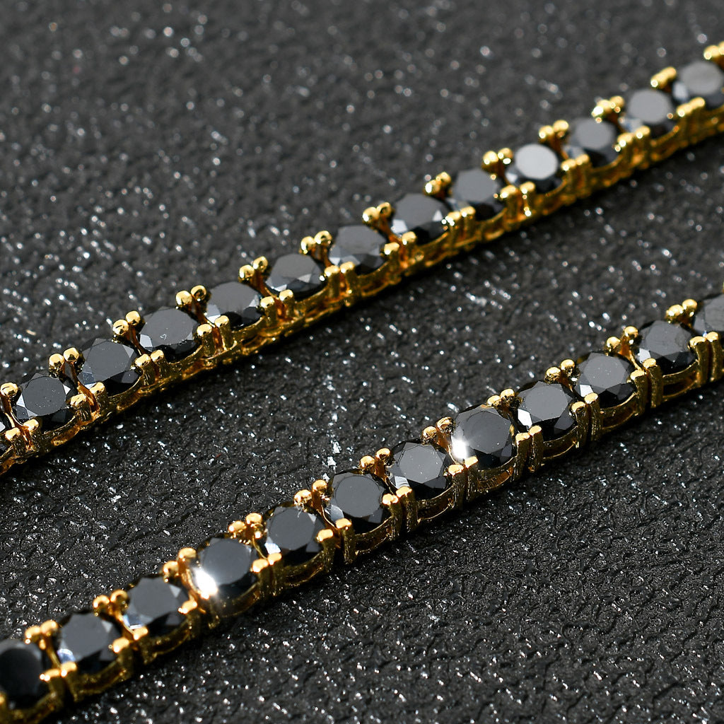 4mm Black Tennis Chain - 925 Silver Plated
