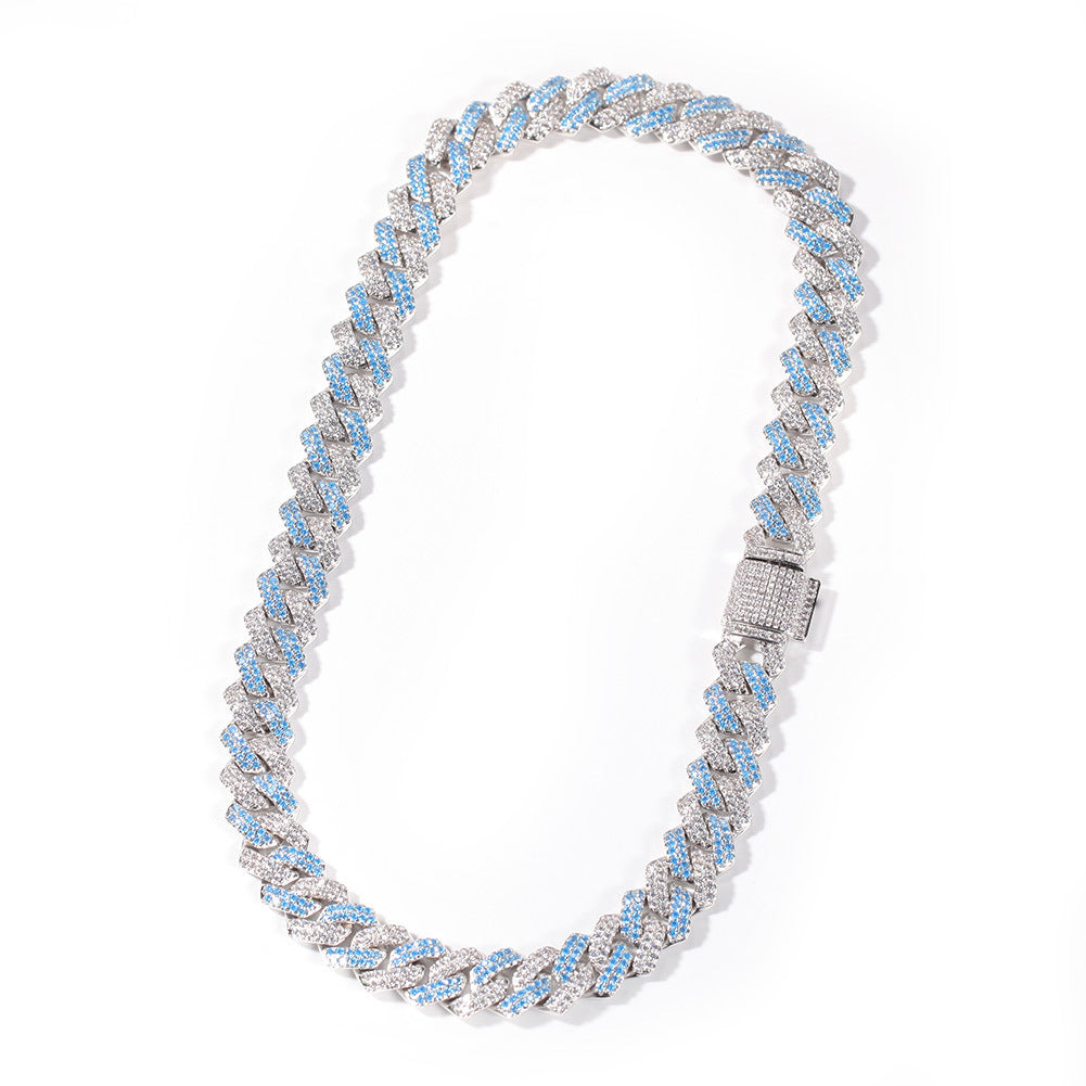 13mm Two-Tone Gemstone Cuban Chain
